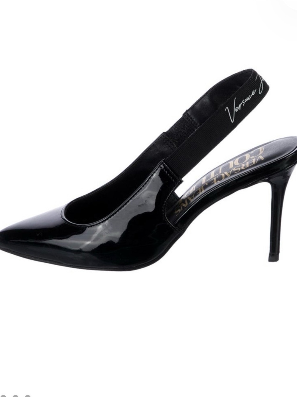 Versace Jeans Collection Black Patent Slingback Stiletto